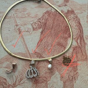 10K=417 purity REAL gold solid two tone white one side yellow chain and 3 pend.